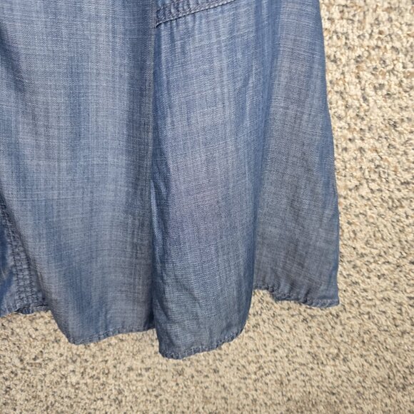 Chicos Top Womens 1 US Medium Blue Chambray V Neck Bell Sleeve Blouse Ladies - Picture 2 of 7